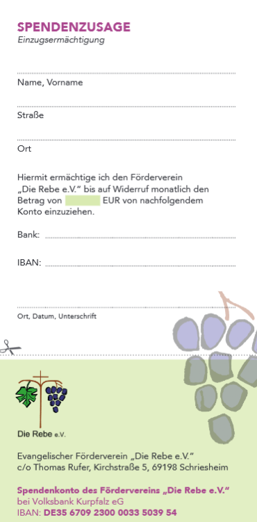 Flyer mit der Beitrittserklärung zum Förderverein